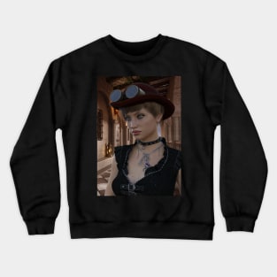 Portrait of steampunk posing Crewneck Sweatshirt